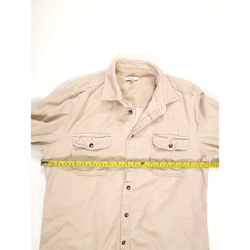 Quiet Luxury Minimalist Corduroy Overshirt REISS Bonucci Mink Cozy Men’s Large - Picture 6 of 10